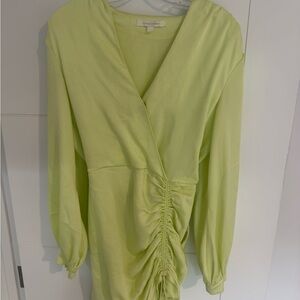 Jonathan Simkhai Lime Green Ruched silk Dress